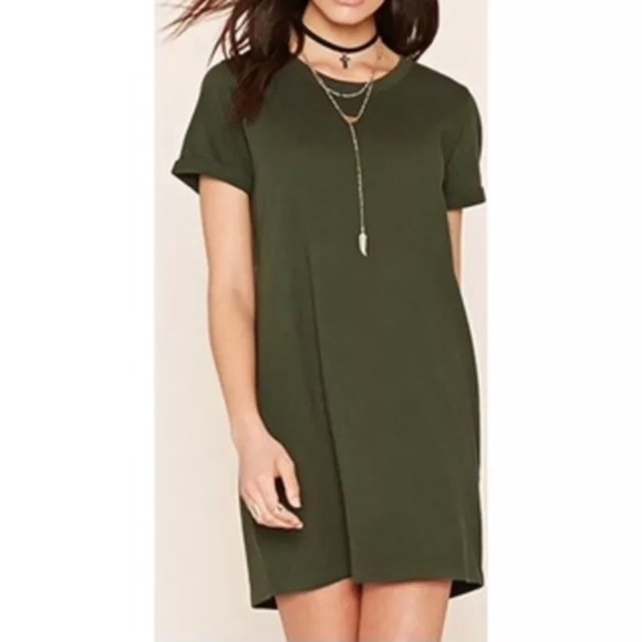 army green t shirt dress